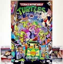 Teenage Mutant Ninja Turtles Cast Signed x5 11x17 Poster D Eastman TMNT JSA COA