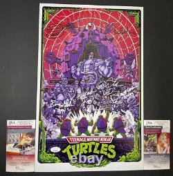 Teenage Mutant Ninja Turtles Cast Signed x5 11x17 Poster F Eastman TMNT JSA COA