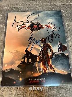 The Flash cast signed photo Ezra Miller Michael Keaton 8x10 photo Dual COAs