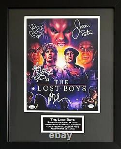 The Lost Boys Cast signed framed 11x14 photo Feldman Newlander Kiefer Winter JSA