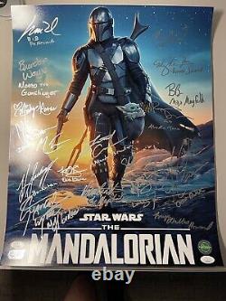 The Mandalorian Star Wars Signed 16x20 Cast Piece 18 Signatures JSA /SWAU Certs