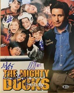 The Mighty Ducks 11x14 Autographed Photo Cast Signed by 7 with Beckett COA