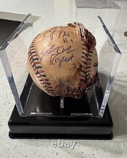 The Sandlot Cast (7) Signed Baseball with Facsimile Babe Ruth Autograph JSA ITP