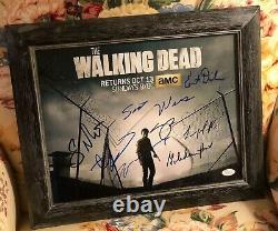 The Walking Dead Cast Signed x9 Framed Photo with JSA COA Reedus, Gurira, Wilson+