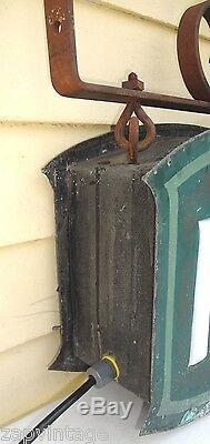 Vintage 1930s Art Deco Metal Electric Box Sign HOTEL with Cast Iron Wall Bracket