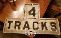 Vintage Antique RR Railroad Cast Iron 4 Tracks Sign 27.5 x 17 x 3/4 33lbs