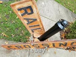 Vintage Antique RR Railroad Cast Iron CrossBuck Crossing Sign Old and Original