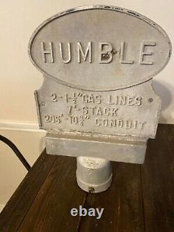 Vintage Humble Oil Texas Gasoline Gas Pipeline Cast Metal Sign Marker
