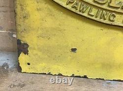 Vintage P&H Pawling & Harnischfeger Crane Sign Cast Iron Advertising Sign Yellow