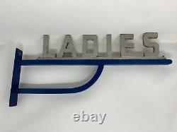 Vintage Two Piece Cast Aluminum Ladies Restroom Sign