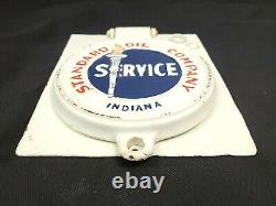 Vtg Standard Oil Company Cast Iron Lubester Lid Hatch Port Sign Service Indiana