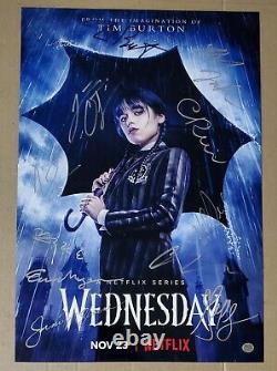 WEDNESDAY Cast signed Netflix poster Jenna Ortega Tim Burton COALOA Beatlejuice2