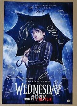 WEDNESDAY Cast signed Netflix poster Jenna Ortega Tim Burton COALOA Beatlejuice2