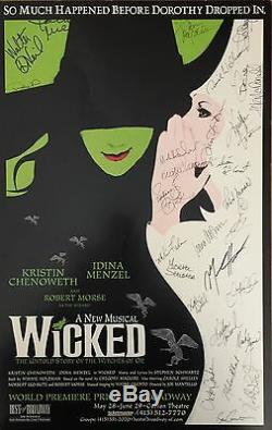 Wicked Cast SIGNED 14x22 Window Card San Francisco Pre-Broadway Idina Menzel COA