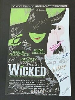 Wicked Original Broadway Cast SIGNED 14x22 Window Card Idina Menzel Chenoweth