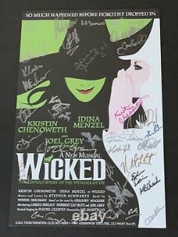 Wicked Original Broadway Cast SIGNED 14x22 Window Card Idina Menzel Chenoweth