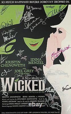 Wicked Original Cast SIGNED 14x22 Window Card Kristin Chenoweth Idina Menzel COA