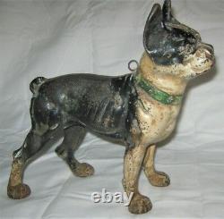 X Rare Antique Us Cast Iron Sign I. C. C. Forward Boston Terrier Dog Home Doorstop