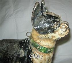 X Rare Antique Us Cast Iron Sign I. C. C. Forward Boston Terrier Dog Home Doorstop