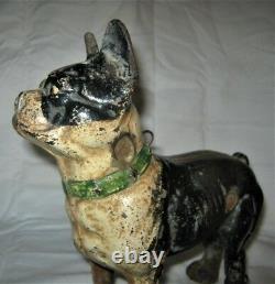 X Rare Antique Us Cast Iron Sign I. C. C. Forward Boston Terrier Dog Home Doorstop