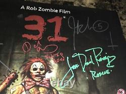 31 Rare Cast Signé Par 10 Inédit Film Poster Rob Zombie Sheri Richard Brake