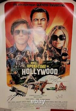 AFFICHE DE 27x40 CAST SIGNÉE ONCE UPON A TIME IN HOLLYWOOD Robbie, Tarantino, DiCaprio
