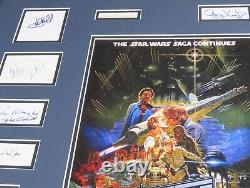 Affichage d'autographes signés par le casting de STAR WARS par 17 Harrison Ford, Mark Hamill BAS JSA