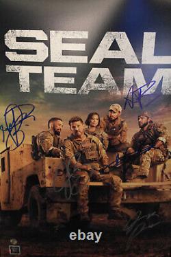 Affiche Autographiée Cast T. V Series Seal Team David Boreanaz 13x19 + Coa