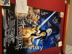 Affiche De Cinéma Cast Signed Star Wars Retour De L'affiche Jedi! Mark Hamill ++