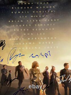 Affiche De Cinéma Eternelles Ds Cast Signed Première Avengers Marvel Studios Coa Rare
