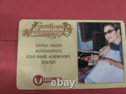Affiche De Cinéma Signée Star Wars Celebrity Authentics Coa Carrie Fisher H Ford