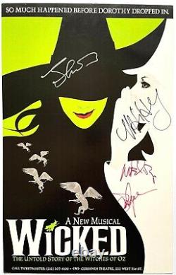 Affiche de fenêtre autographiée du casting méchant de Broadway signée Gershwin Theatre