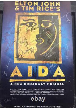 Affiche de fenêtre signée par la distribution originale du musical Broadway AIDA 2000 Disney