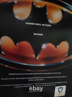 Affiche de film originale KEATON BATMAN CAST SIGNED 27x40 avec COA de TIM BURTON THE FLASH