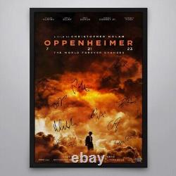Affiche de film signée à la main par le casting d'Oppenheimer 27 x 40 + COA