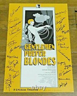 Affiche de la fenêtre de Broadway signée par la distribution de 'Les hommes préfèrent les blondes' - 14x22