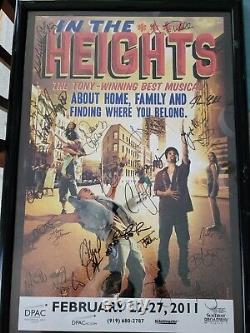 Affiche dédicacée et signée de In The Heights Broadway par la distribution en tournée, envoi rapide