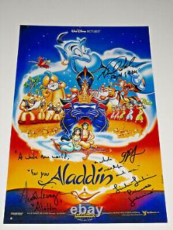 Affiche photo autographiée signée par le casting de Disney Aladdin en 1992, X4, Weinger Larkin