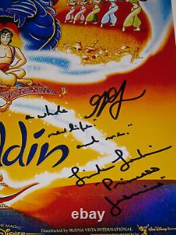 Affiche photo autographiée signée par le casting de Disney Aladdin en 1992, X4, Weinger Larkin