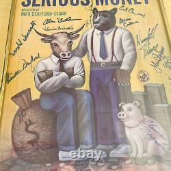 Affiche signée par la distribution de Broadway. Serious Money. 1988. Original Authentique Encadré