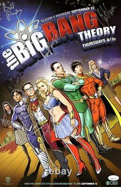 Affiche signée par le casting de la théorie du Big Bang 11X17 9 Autos Parsons Cuoco Galecki JSA