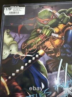 Affiche signée par le casting des Tortues Ninja Mutantes Adolescents x4 avec certificat d'authenticité TMNT