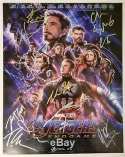 Avengers Endgame Ensemble (x17) Signée À La Main-chris Hemsworth 16x20 Photo
