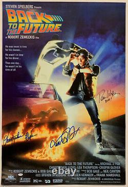 Back To Future Cast Signé Par 3 Affiche De Film Autographié 27x40 Michael J Fox Psa