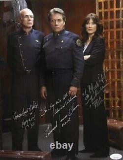 Battlestar Galactica Cast Edward James Olmos + Autographe Signé 11x14 Photo Jsa