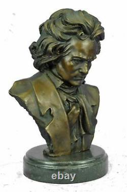 Beethoven 100% Pure Bronze Cast Stone Milo Original Signé Buste Sculpture 12'