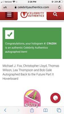 Cast Back To The Future Signé Hoverboard Hoverboard 5 Signatures Fox Autographe Gale