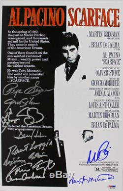 Cast Scarface (11 Signatures) Al Pacino Signé 11x17 Affiche Du Film Psa / Adn