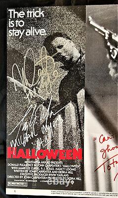 Cast Signé L'original 1er Film D'halloween Carte De Hall Vintage 7 Signatures Psa