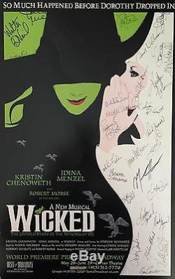 Cast Wicked Signe 14x22 Carte Fenêtre San Francisco Pre-broadway Idina Menzel Coa